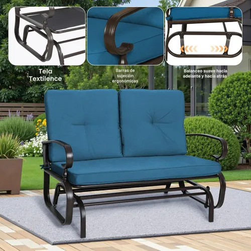 Miniatura 4 de Incbruce silla mecedora para exteriores y columpio para jardín, banco para patio con capacidad para 2 personas, juego de silla con estructura