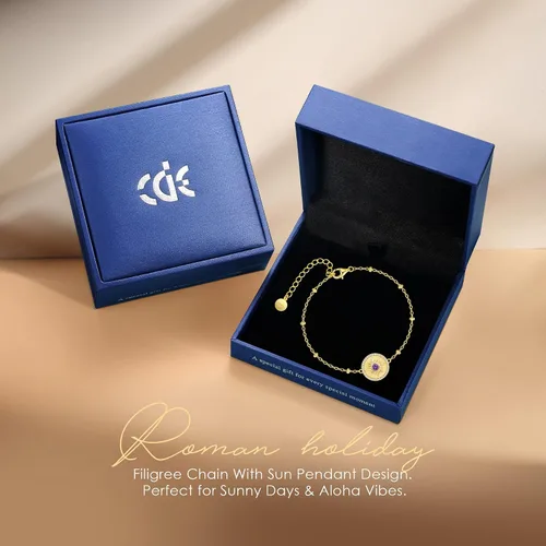 Miniatura 6 de CDE Pulseras de sol para mujer, plata de ley 925, ajustable, chapada en oro de 14 quilates, cumpleaños, aniversario, Navidad, regalos para mujeres
