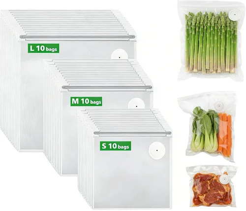 Miniatura 16 de MOMODA Sous Vide - Juego de 30 bolsas de cocina, bolsas reutilizables sin BPA con válvula de aire para cocinas Joule y Anova, bolsas