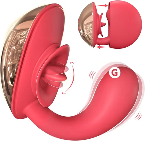 Vibrador de punto G con estimulador de clítoris lamiendo la lengua, juguetes sexuales para mujeres adultas, vibradores flexibles de clítoris