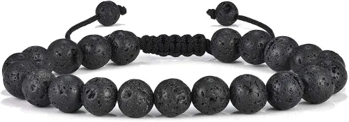 Pulsera de ojo de tigre para hombre regalo 0315in de ojo de tigre piedra de lava y roca de lava pulsera de ansiedad ajustable para alivio del