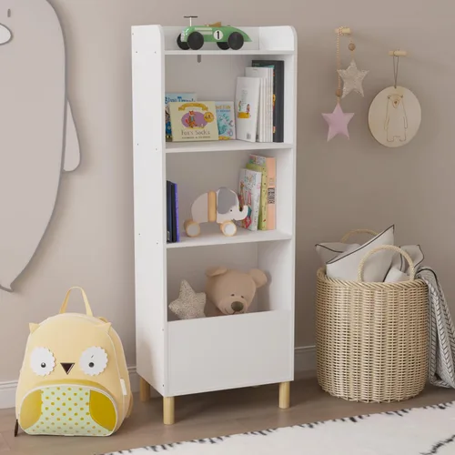 Miniatura 10 de Estantería para niños, estante para libros para niños con cajones de tela plegables, organizador de almacenamiento de juguetes, estantería
