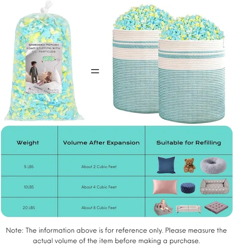 Miniatura 6 de Relleno de saco de frijoles Garifon, 9.1 kg de relleno de espuma viscoelástica triturada, relleno para silla de saco de frijoles, relleno de saco