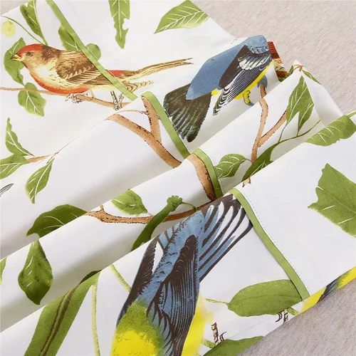 Miniatura 5 de URBONUR Juego de 2 fundas de almohada 100% algodón tamaño Queen con estampado de hojas de jardín y pájaros, fundas de almohada suaves y Hojas verdes