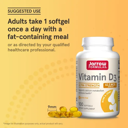 Miniatura 7 de Jarrow Formulas vitamina D3, 2500 IU, 100 cápsulas blandas, D2500, 1, 1