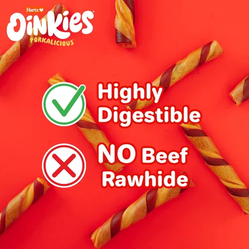 Miniatura 6 de Hartz Oinkies Sizzling Twists Golosinas masticables naturales para perros con sabor a tocino, sin piel cruda, 8