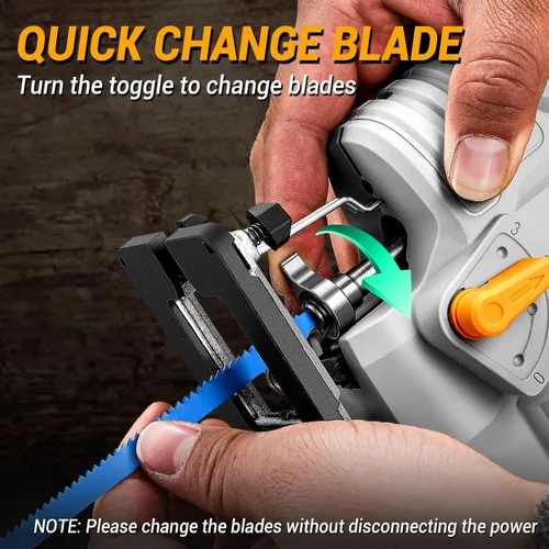 Miniatura 5 de Sierra de calar inalámbrica eléctrica: DEKOPRO 20V de potencia con luz LED, velocidad variable de 800-3000 RPM, longitud de carrera de 7/8 pulgadas