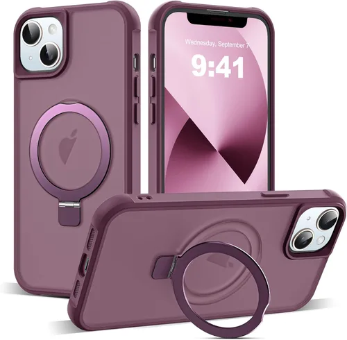 Miniatura 48 de SKYLMW – Funda compatible con iPhone 12 Pro Max y iPhone 13 Pro Max con soporte magnético invisible tipo anillo, fundas translúcidas para teléfonos
