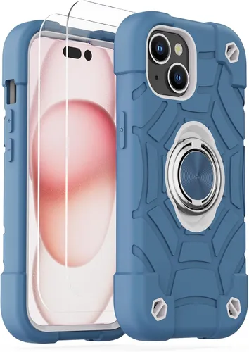 Miniatura 54 de KCJ Funda para iPhone SE 2022/2020, iPhone 8/7/6/6S, con [2×Protectores de Pantalla][Soporte de Anillo] Silicona Suave+PC Duro Protección Completa