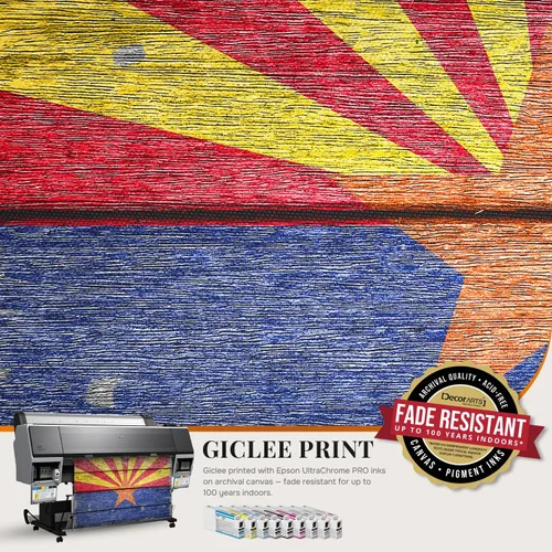Miniatura 7 de DECORARTS - Arte de pared rústico de la bandera del estado de Arizona, fabricado en Estados Unidos, impresión de lienzo giclée de archivo, lienzo