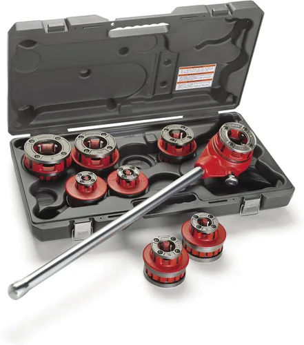 Miniatura 4 de RIDGID 36475 Juego de roscadores de trinquete expuestos, modelo 12-R Juego de roscado de tubos de trinquete de 1/2 a 2 pulgadas NPT y enhebrador