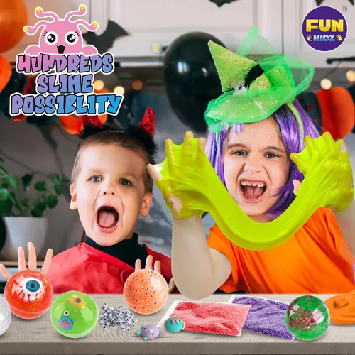Miniatura 5 de Kit de slime de monstruo de Halloween para niñas de 6 a 12 años, kit de fabricación de slime FunKidz que brilla en la oscuridad para niños, haz