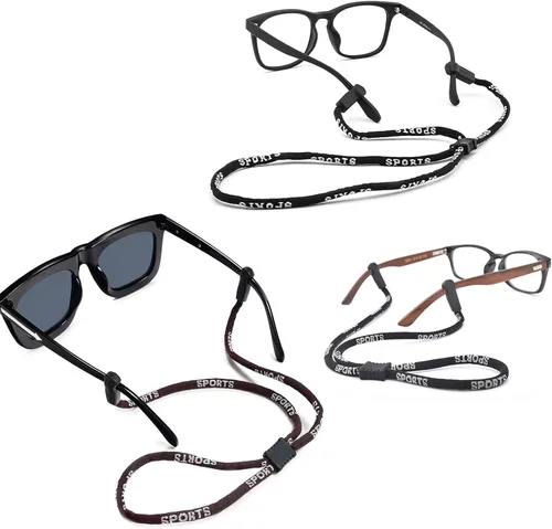 Miniatura 9 de Paquete de 4 correas ajustables para gafas, cordón deportivo antideslizante para el cuello, cuerda de nailon suave para lentes anchos de patillas