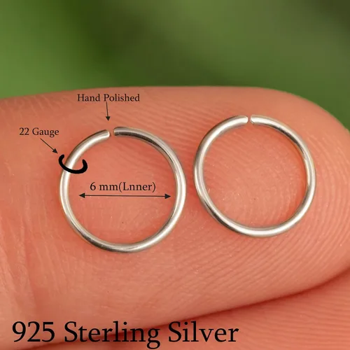 Miniatura 138 de Aretes de aro de oro de plata – Aretes de aro para mujer, dos piezas de aros de plata fina rellenos de oro, aro de hélice, anillo de tragus, aro
