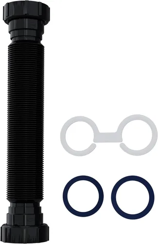 Miniatura 2 de Trampa P flexible para tubos de drenaje de 1-1/2 pulgadas (negro - 24 pulgadas de longitud) con conexiones ajustables para fregaderos de cocina