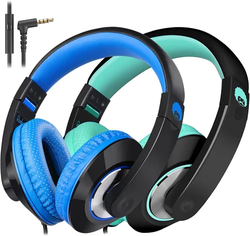 Miniatura 13 de RockPapa Comfort Audífonos para la escuela, ligeros, para niños, niñas, adolescentes, con cable de 3.5 mm para reproductor de CD y DVD, tablet, Negro