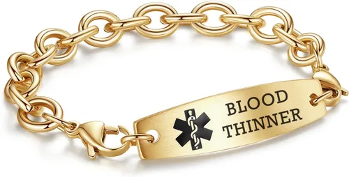 Miniatura 18 de LinnaLove Pulseras de identificación médica intercambiables Cadena de cable de acero inoxidable pulseras de alerta médica personalizables
