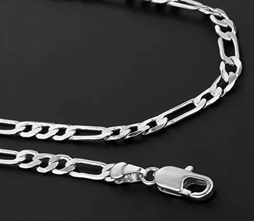Miniatura 4 de PORI JEWELERS 10K White Gold 2MM,2.3MM, 5.5MM Figaro 3+1 Link Chain Necklace - Size 14"-30