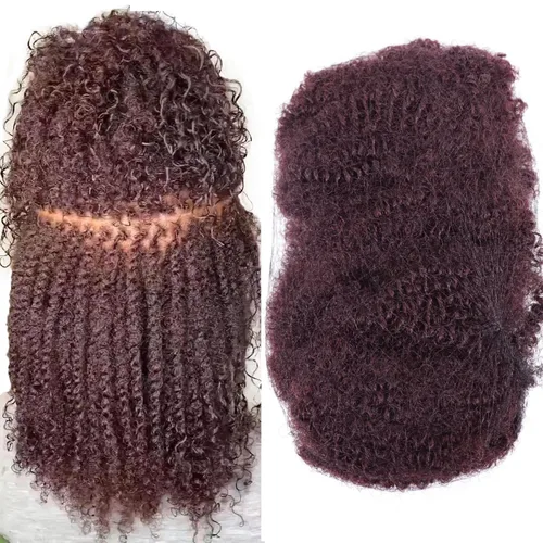 Miniatura 8 de HAPPY&CC Afro Kinkys - Extensiones de cabello humano a granel para extensiones de rastas de 10 pulgadas, 1.76 onzas, #4, color marrón degradado a