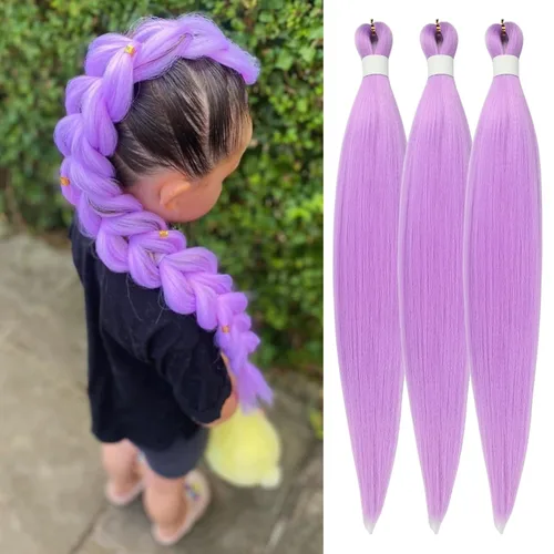 Miniatura 68 de Pelo corto negro trenzado preestirado de 14 pulgadas para trenzas sin nudos, pelo sintético 1B trenzado para trenzas Bob Box