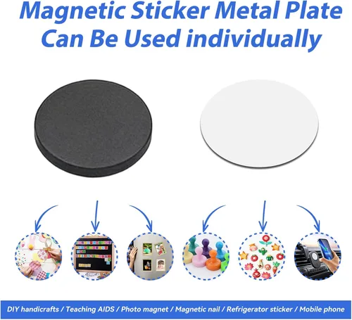 Miniatura 7 de Towjug Imanes adhesivos flexibles y placas redondas de metal, 56 puntos magnéticos adhesivos con calcomanías de hierro para manualidades