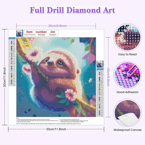 Miniatura 2 de Kits de Arte de Diamante RICUVED para Adultos, Kits de Arte de Diamante de Perezoso Full Drill 5D Arte de Diamante Animal, Arte y Manualidades