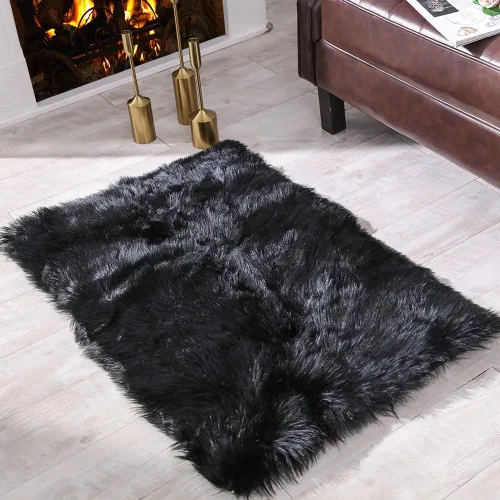 Carvapet - Tapete suave de cuero sintético de oveja, lanudo y lujoso, grande (para decorar habitación), lado de la cama, dormitorio, sala de estar,