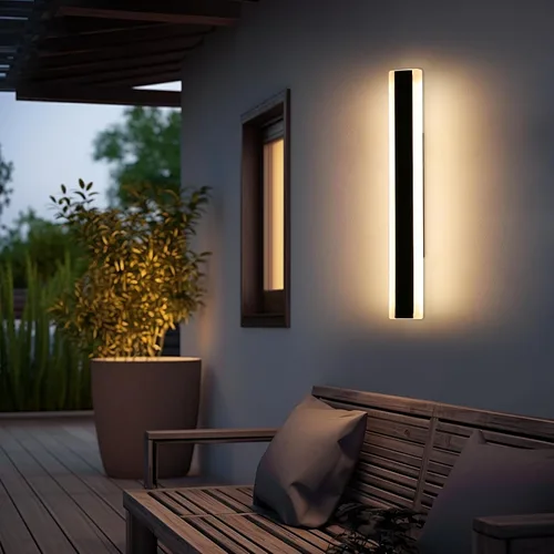 Miniatura 8 de Luces de Pared Modernas para Exterior de Casa, Apliques de Pared al Aire Libre de 23.6 Pulgadas, 3 Luces Color 3000K/4500K/6000K, Resistente al Agua