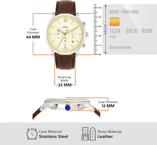 Miniatura 11 de Fossil Men's Neutra Stainless Steel and Leather Quartz Chronograph Watch
