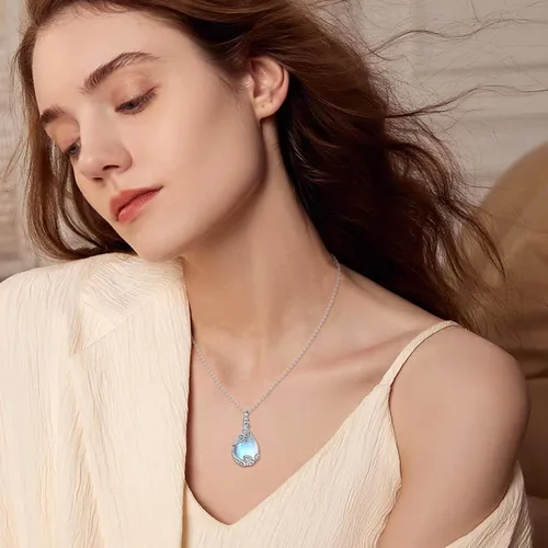 Miniatura 2 de YAFEINI Collares de urna para cenizas de plata de ley 925, joyería de cremación para cenizas, joyería de memoria para mujeres y hombres Piedra lunar