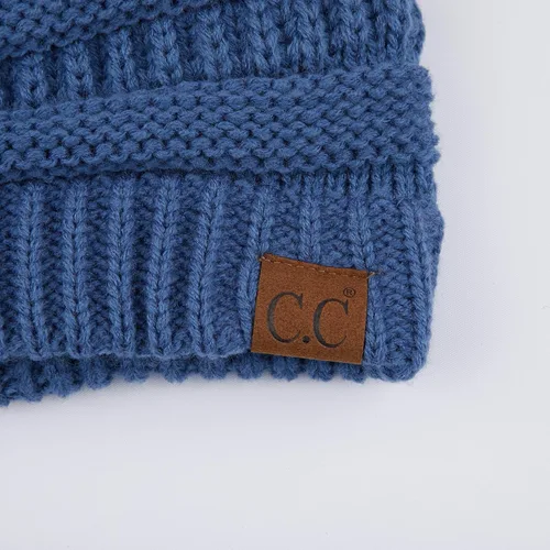 Miniatura 3 de Gorro unisex liso con pompón y ribete (HAT-43) de C.C Hatsandscarf Exclusives