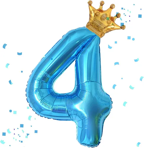Miniatura 10 de Globo azul número 2 de 40 pulgadas y mini globo de corona para decoraciones de fiesta de segundo cumpleaños, globos de fiesta temática azul