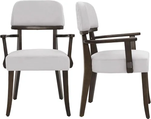 Miniatura 40 de adochr Sillas de comedor de terciopelo con brazos, sillas de comedor tapizadas con patas de madera dura y respaldo curvado abierto, sillas de cocina