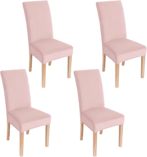Miniatura 39 de smiry - Fundas para sillas de comedor de terciopelo elástico y suave, extraíbles, Terciopelo, Beige