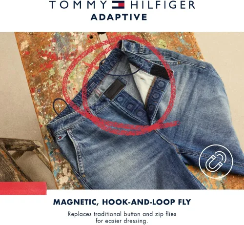 Miniatura 6 de Tommy Hilfiger Jeans adaptativos para mujer con bordado Tommy con cierre magnético
