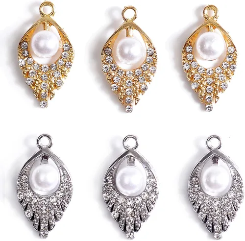 Miniatura 13 de stino 40 Piezas de Encantos de Diamantino, Suministros para Hacer Joyería de Corazón de Tortuga y Rombo, Colgantes de Cristal Chapados en Plata y Oro