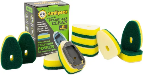Miniatura 11 de Smilyeez Recambio de esponja punteada azul sin plástico para Scotch-Brite's Dishwand Recambio de 10 unidades con adaptador