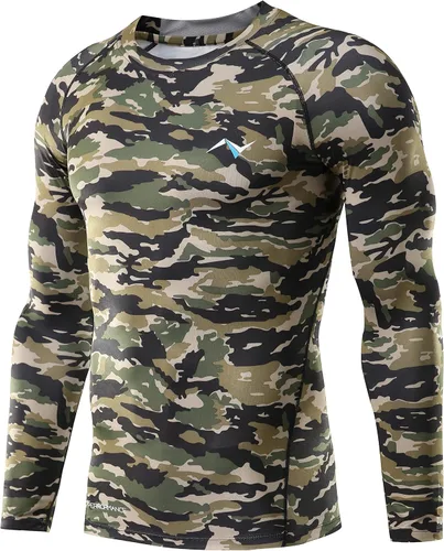 NOOZ Camisetas de compresión Cool Dry de manga larga para hombre, camuflaje militar, talla M, Color múltiple