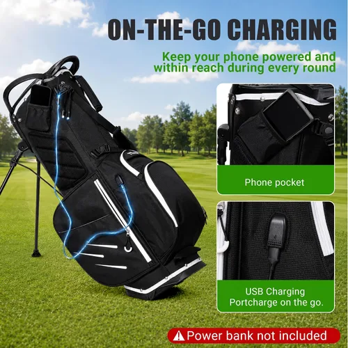 Miniatura 4 de 14 Way Golf Stand Bag for Men & Women, Lightweight Silent Hybrid Golf Bag with Club Lock Top, Oversized Putter Well, 8 Pockets, USB Port & Rain