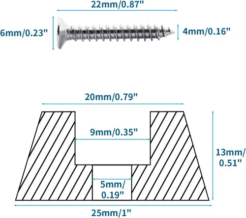 Miniatura 4 de 24 piezas de topes redondos de goma para pies, 1" (25mm) de ancho x 1/2" (13mm) de alto, pies de tabla de cortar antideslizantes con tornillos, pies