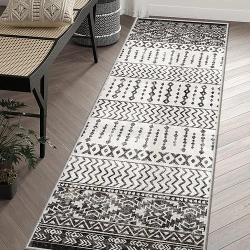 Miniatura 37 de Art&Tuft Alfombra de área de 8 x 10 pies, súper suave, ultrafina, marroquí, lavable, antideslizante, para sala de estar, plegable, geométrica, Gris