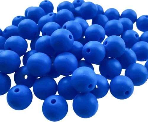 Miniatura 48 de Cuentas de silicona, 70 cuentas redondas de silicona de 0.472 pulgadas para hacer llaveros, pulseras, collares, aretes, joyas, manualidades (azul)