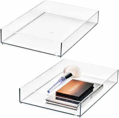 Miniatura 8 de Organizador Clarity de InterDesign para tocador, adecuado para cosméticos y productos de belleza, 8 x 12 x 2 pulgadas, transparente, Transparente