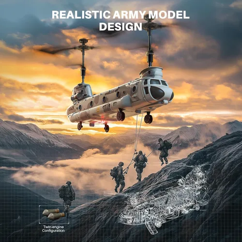 Miniatura 10 de SYMA Helicóptero de control remoto, helicóptero RC de transporte militar S52H con retención de altitud, despegue y aterrizaje con una tecla, luz
