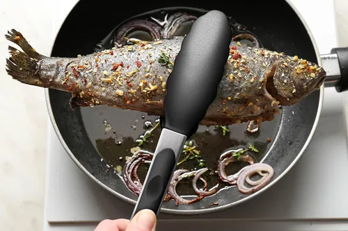 Miniatura 9 de Paquete de 2 pinzas de cocina negras, de silicona premium sin BPA, antiadherentes, acero inoxidable, para barbacoa, para cocinar, asar a la Negro