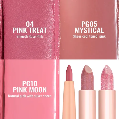 Miniatura 2 de Oulac Juego de lápiz labial y delineador de labios de 3 piezas de alto impacto con fórmula hidratante, belleza vegana, color de labios de cobertura