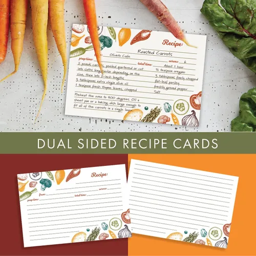 Miniatura 5 de Jot & Mark - Organizador de recetas con 3 anillos (Cosecha otoñal) 50 tarjetas de recetas de 4 x 6, separadores de página completa y protectores