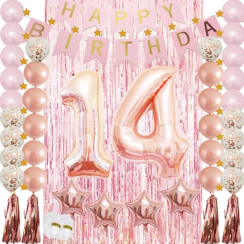 Miniatura 6 de Decoraciones de cumpleaños número 11 para niñas, decoración de fiesta de cumpleaños número 11 para ella, decoración de globos de oro rosa para niñas