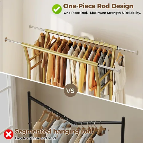 Miniatura 7 de HYSEYY Heavy Duty Clothes Rack, Rolling Clothing Rack for Hanging Clothes with Shelves Load 700LBS,Portable Garment Wardrobe Closet Rack with Wheels