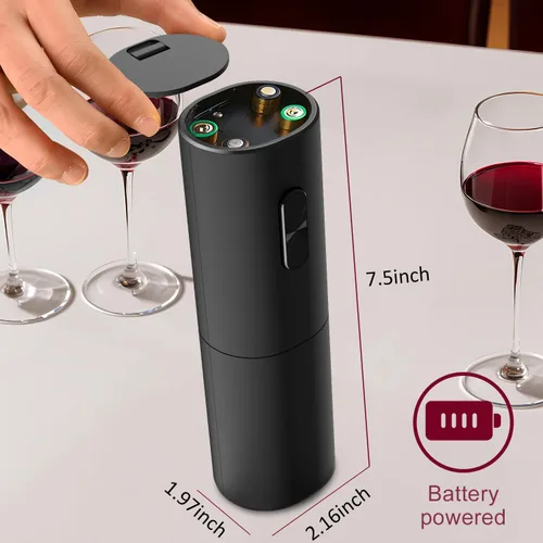 Miniatura 2 de Abrebotellas de vino, kit de abridor de botellas de vino con cortador de aluminio, funciona con pilas, adecuado para viajes, reuniones, fiestas